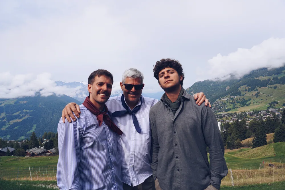 Pancho, his father Tony and his friend Santi at the golf club